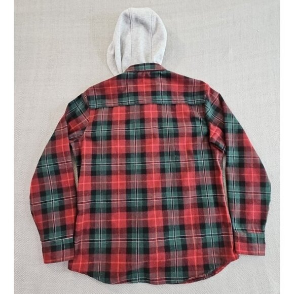 Free Planet Christmas Flannel Hoodie Men's Large Long Sleeve Button-Up EUC LN - Picture 12 of 16